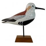 S. R. J. Carved & Painted Wood Dunlin Sculpture