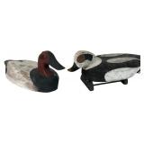 Pair Wood Decoys w/ Sam Barnes Canvasback Drake