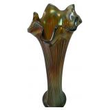 Fenton Teal Swung Carnival Glass Vase