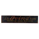 J.S. Ivins' Son Wood Biscuit Display Rack Sign