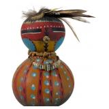 Robert Rivera Southwestern Painted Gourd Sculpture