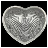 Lalique Frosted & Clear Crystal Love Heart Dish