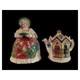 Fitz & Floyd Mrs. Claus Cookie Jar & Sadler Teapot