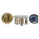 Davenport B. Potter Plates & Goebel Hummel Glasses