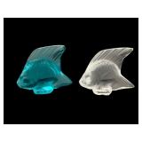 Pair Lalique France Poisson Crystal Fish Figurines