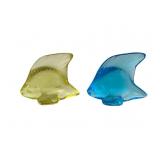 Lalique Poisson Glass Fish, Yellow & Turquoise