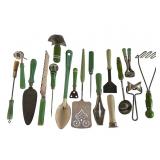 Androck & A&J Vtg Green Wooden Handle Utensils