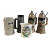 5  Brewery Steins & Souvenir Pitcher