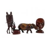 4 East African Wood & Animal Carvings