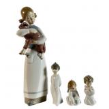 Lladro Girl with Lamb #1010 & Trio of Angels