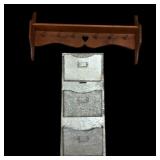 Metal Organizer and Handcrafted Wooden Peg Shelf