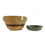 Ransbottom Yellowware & Log Cabin Spongeware Bowls