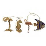Baldwin Brass & Plated Tropical Ornament Set 4