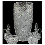 Set 5 Cut Crystal Pineapple Design Tableware