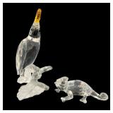 2 Swarovski Crystal Cockatoo 261635 & Chameleon