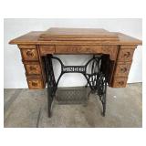 Singer Model 66 Carved Oak Treadle Sewing Machine