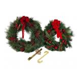 Two Artificial Christmas Wreaths and Hangers