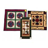 Three Quilted Folk Art Wall Hangings