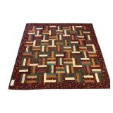 Machine Quilted Rail Fence Pattern