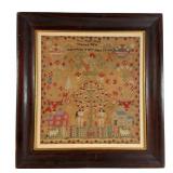 Sarah Thorp 1854 Adam and Eve Needlework Memorial
