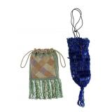 Two Vintage Beaded Drawstring Evening Bags