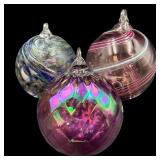 Three Glass Eye Studio Hand-Blown Ornaments