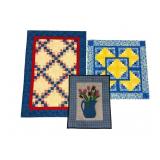 Three Quilted Textile Wall Hangings