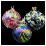 Three Hand-Crafted Art Glass Ornaments