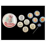 Group of Vintage Advertising Pinbacks and Pin