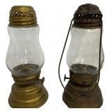 Pair of Antique Brass Skaters Lanterns