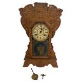 New Haven Oak Gingerbread Mantel Clock & Key