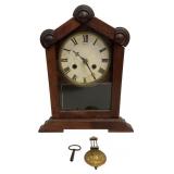 Antique American Wood Steeple Mantel Clock