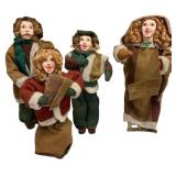 Set of Four Burlap Christmas Caroler Figurines