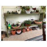 Green Painted Wood Two-Tier Garden Potting Bench