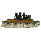 Antique Dent Cast Iron Battleship Toy