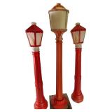 Three Plastic Blow-Mold Holiday Lamp Posts