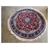 Persian Style Hand-Knotted Wool 62-Inch Round Rug