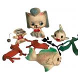 Edwan Jay Poodle & 7 Vintage Toys, 7 in.