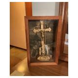 Crucifix in shadowbox, shadowbox is 13 1/4 inches
