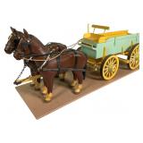 Harold Kistler 25in Hand Carved Horse & Wagon