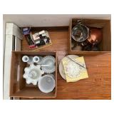 Assorted American Souvenirs and White Glassware