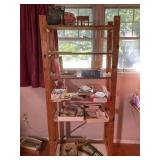 Pine Shelving Unit with Assorted Ephemera