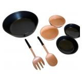 Brillium Metals Corp, 1950s 7-Pc Black/Peach Set