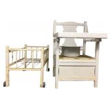 2 Vintage Pieces: Potty Chair & Doll Bed