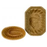 Two Antique Yellowware Earthenware Food Molds