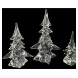 Trio of Hand Blown Solid Glass Christmas Trees