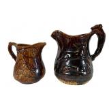 Two Rockingham Glaze Yellowware Pitchers
