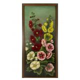 Floral Still Life Oil Painting of Hollyhocks