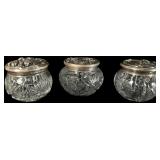 Three Sterling and Cut Glass Dresser Jars