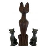 Three Mid-Century Modern Stylized Cat Figurines